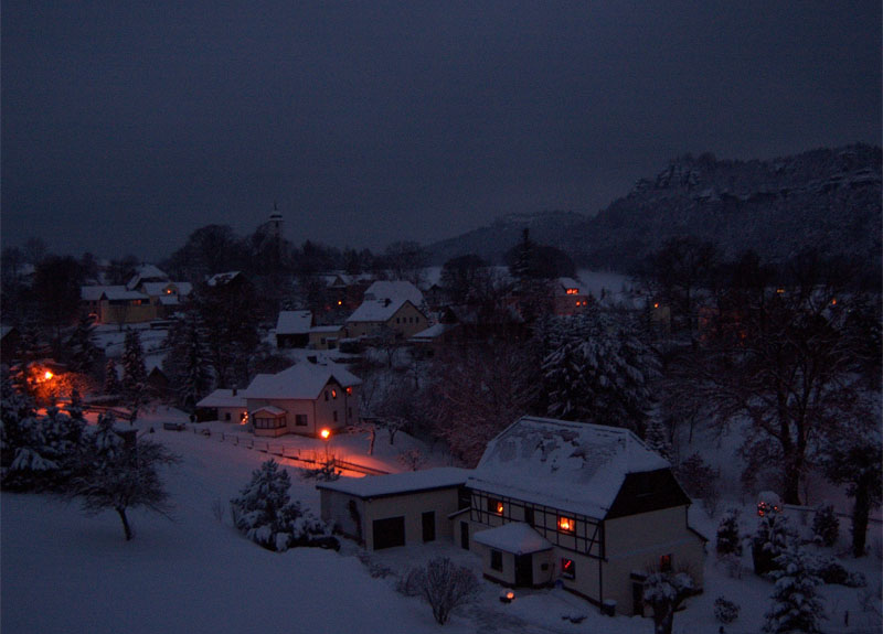 Winterabend in Papstdorf